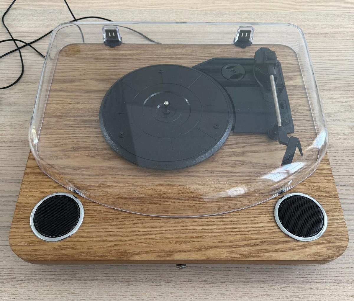 Denver VPL-210 Wood,USB platenspeler met ingebouwde speakers, Audio, Tv en Foto, Platenspelers, Zo goed als nieuw, USB-aansluiting