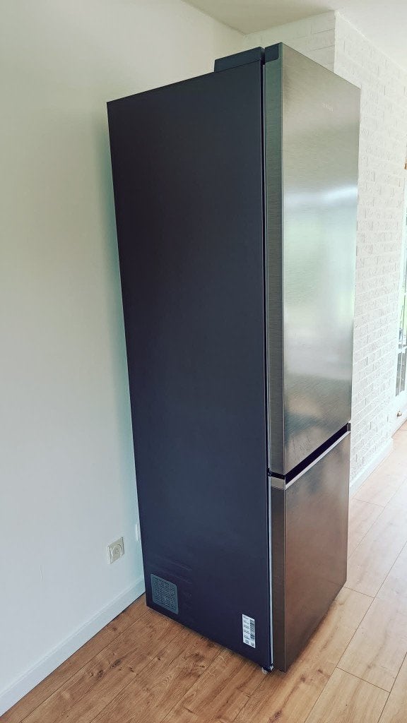 Samsung Koelkast (Inox), Elektronische apparatuur, Koelkasten en IJskasten, Ophalen, 160 cm of meer, Zo goed als nieuw, 45 tot 60 cm