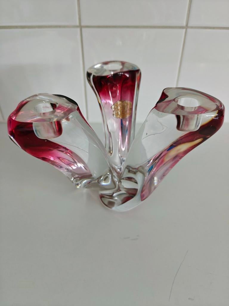 Chandelier à 3 bras en cristal Val Saint Lambert 
4 kg, 22 c, Enlèvement