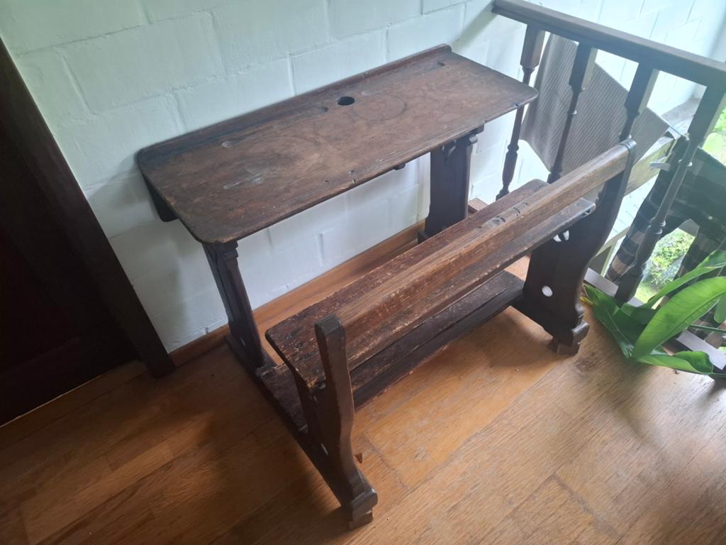 Schoolbankje, Tuin en Terras, Ophalen, Gebruikt, Hout