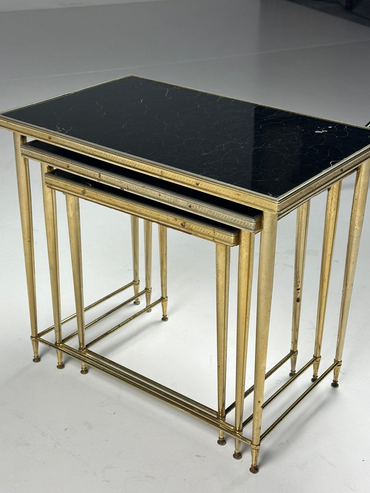 Ensemble de trois tables d'appoint vintage, France du XXe, Enlèvement ou Envoi, Comme neuf, Verre