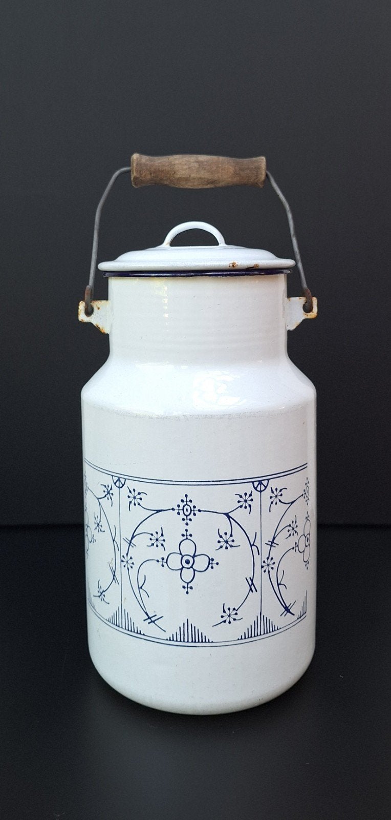 Decoratieve landelijke emaille melkbus Blau-Saks, Ophalen of Verzenden