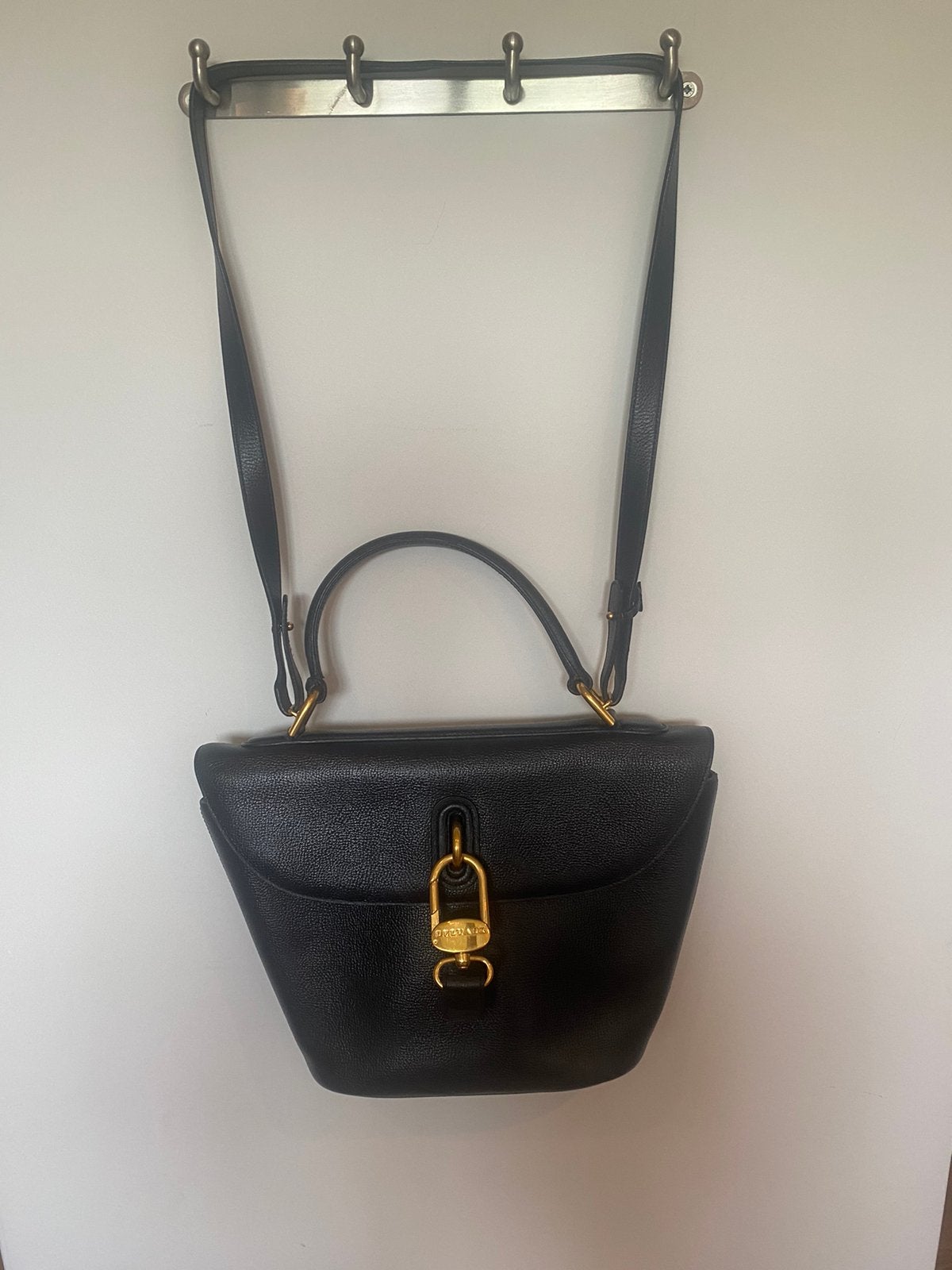Handtas Delvaux donkerblauw, Enlèvement ou Envoi, Comme neuf, Bleu, Sac à main