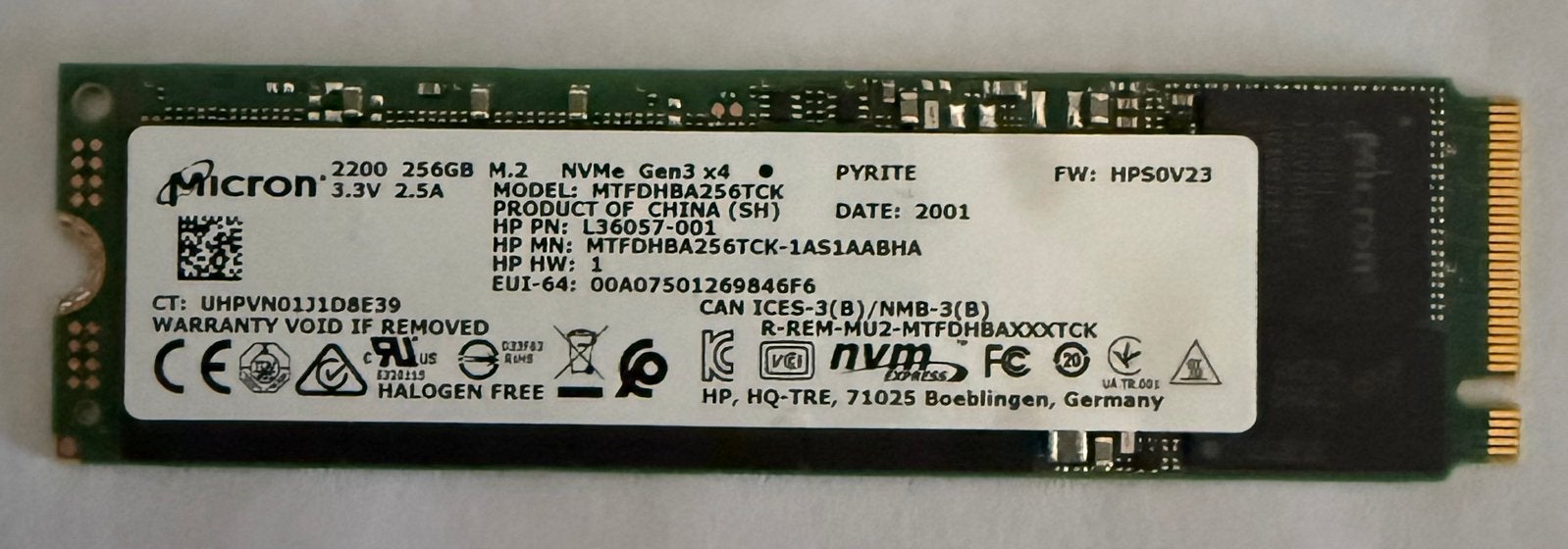 Micron Ssd NVMe 256 Go, Enlèvement ou Envoi
