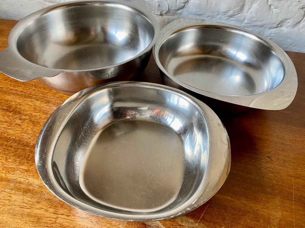 Lot de 3plats en INOX (saladiers), Enlèvement ou Envoi, Utilisé, Inox, Autres types