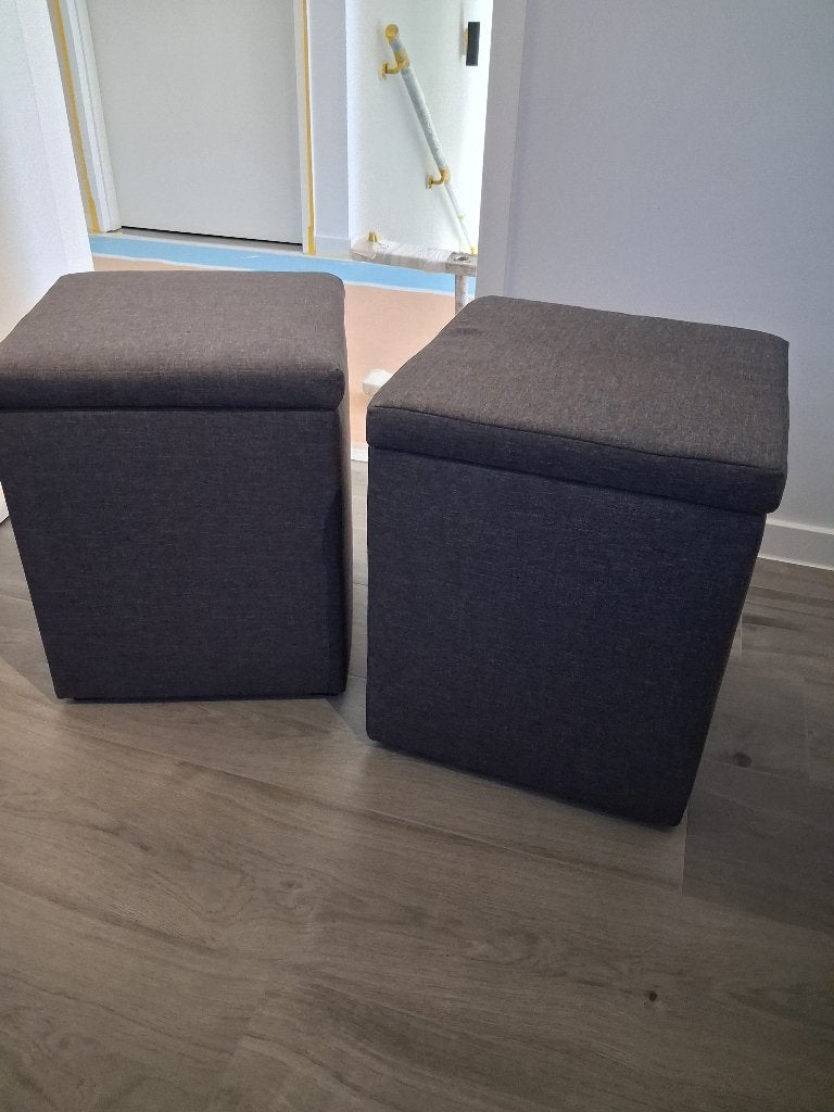 2x poef met opbergruimte, Ophalen, Minder dan 50 cm, Vierkant, Minder dan 50 cm