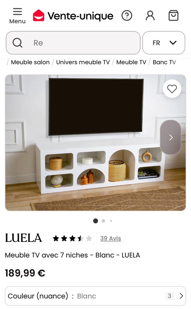 Meuble TV moderne design niche VENTE UNIQUE, Neuf, 25 à 50 cm, Moins de 100 cm, 150 à 200 cm