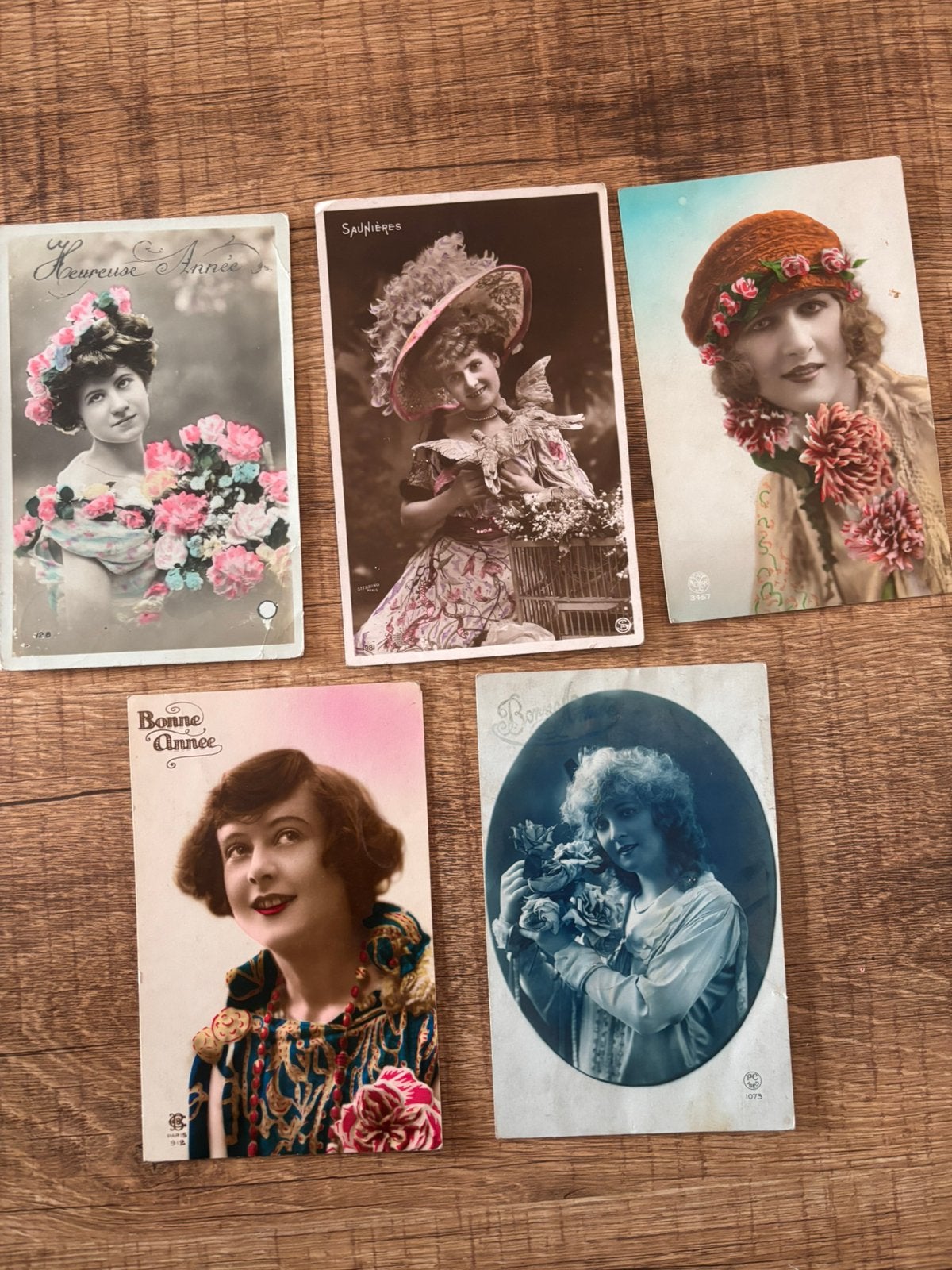 Lot 5 cartes postales anciennes - portraits féminins, Collections, Enlèvement ou Envoi