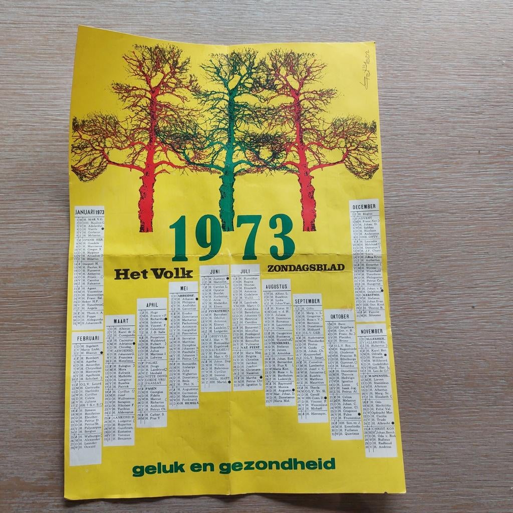 Kalender 1973 : uitgave Het Volk- Zondagsblad, Ophalen of Verzenden