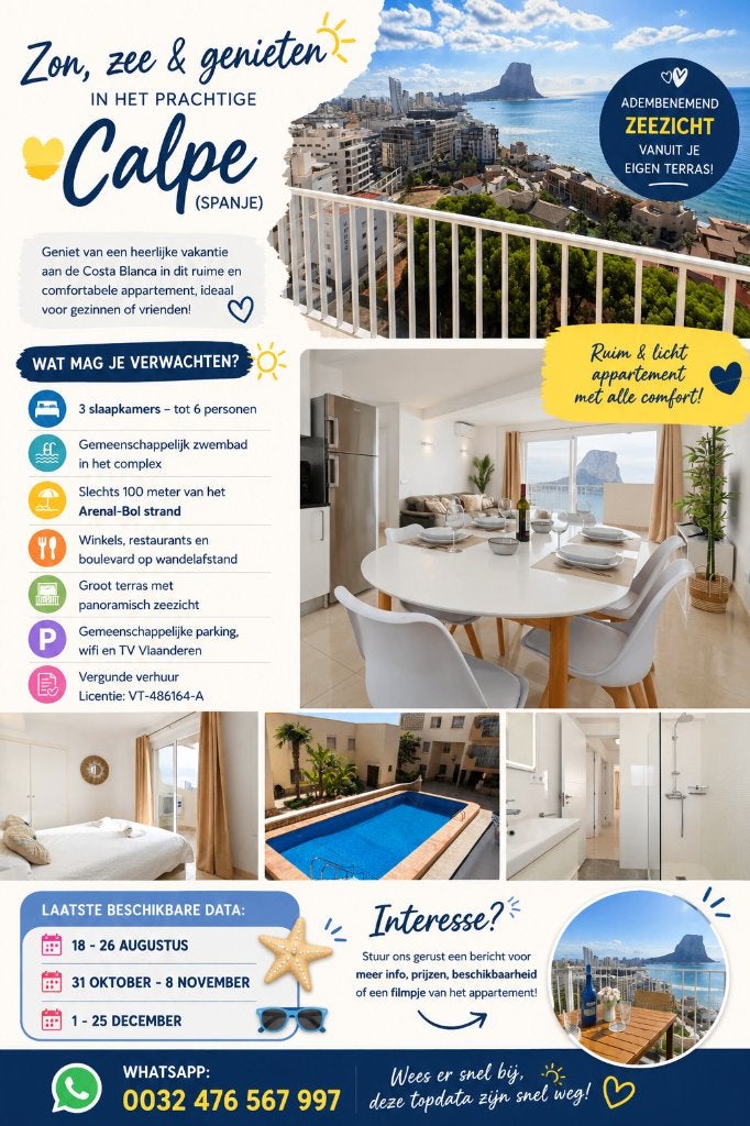 3 slaapkamer- appartement in CALPE te huur, Wasmachine, Costa Blanca, Appartement, Stad