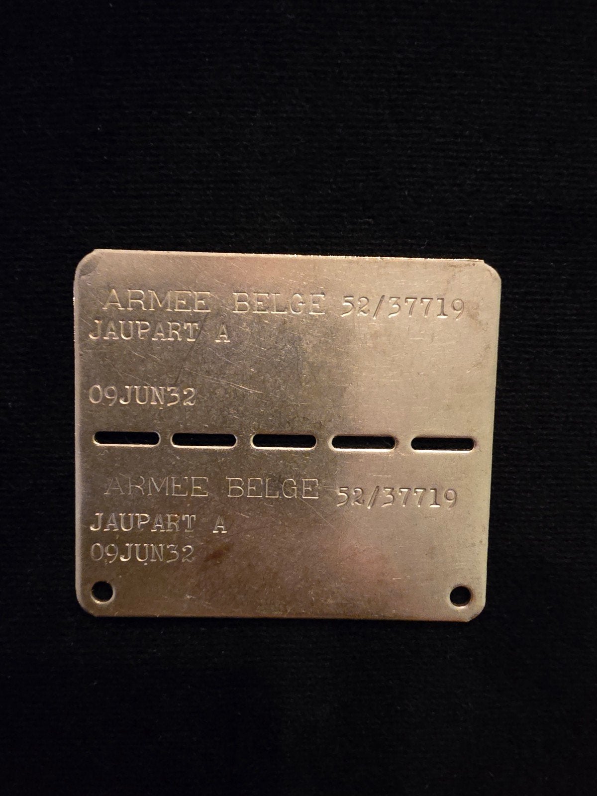 Dog Tag plaque immatriculation soldat belge Belgique ABBL, Collections, Enlèvement ou Envoi