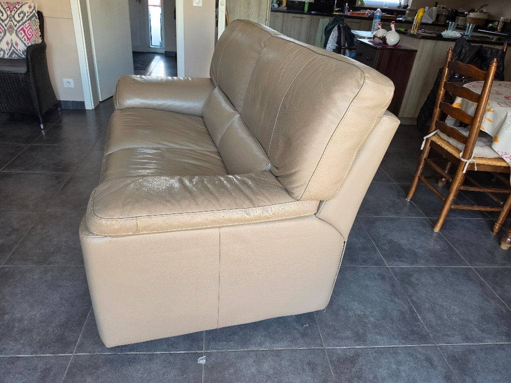 À donner : un fauteuil deux places en cuir véritable, Enlèvement, Utilisé, Cuir