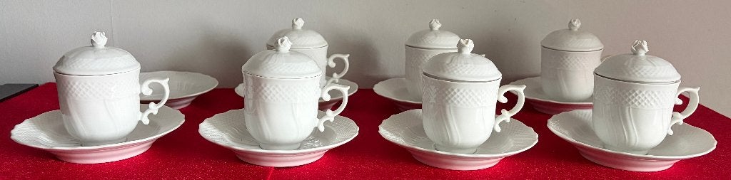 Rare Ensemble Tasses & Sous-Tasses à Café Hollohaza, Enlèvement ou Envoi