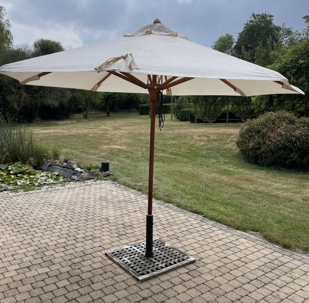 Royal Arrow parasol (diameter 300 cm) houten paal + voet, Tuin en Terras, Ophalen, Gebruikt, 2 tot 3 meter, Stokparasol