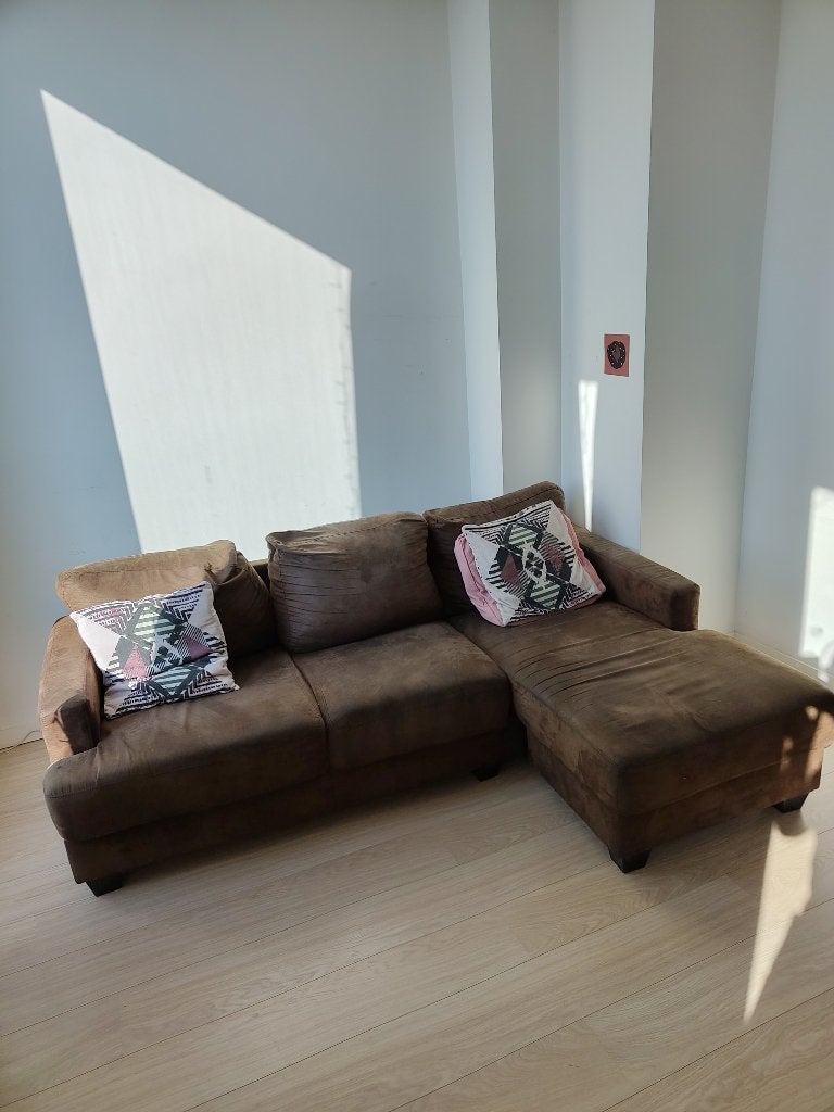 Bruine zetel, Huis en Inrichting, Ophalen, Gebruikt, Stof, Vintage