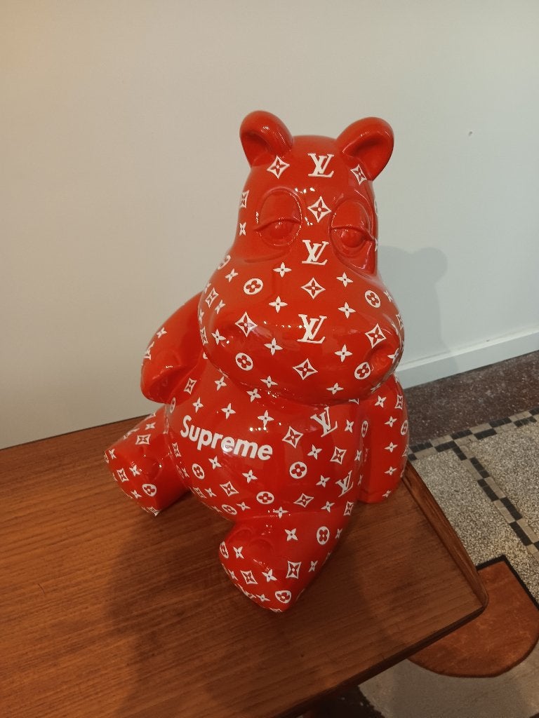 Groot Pop Art beeld rood/wit – hars – 48 cm, Geen, Kunststof, Ophalen of Verzenden, Zo goed als nieuw