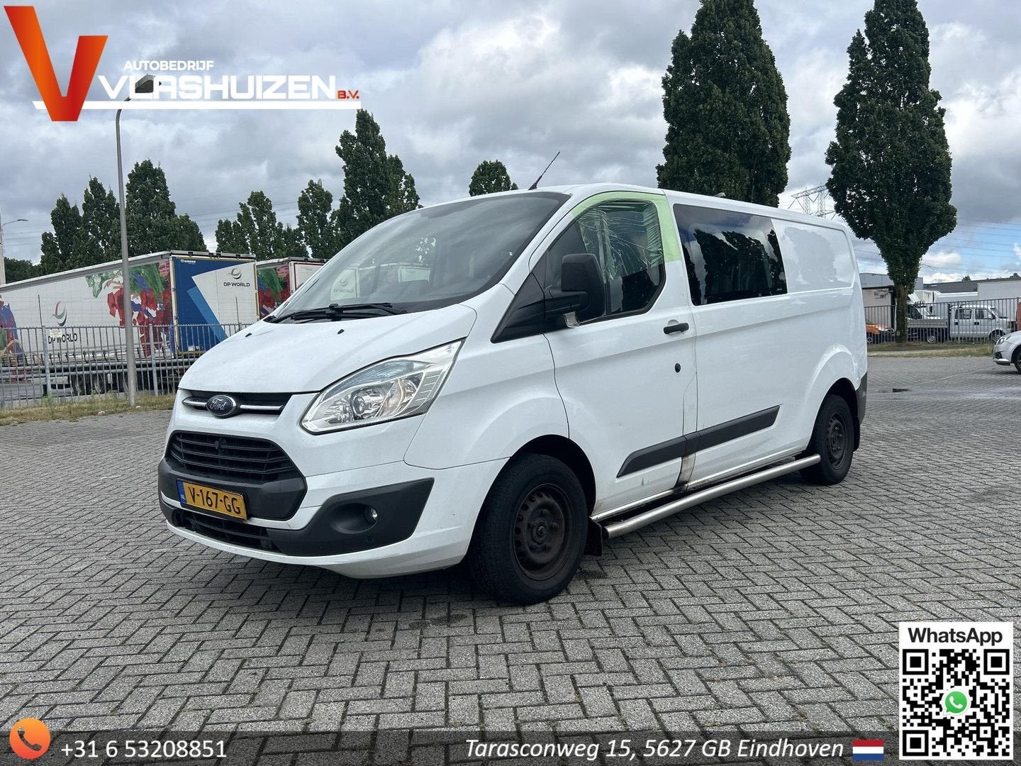 Ford Transit Custom 290 2.2 TDCI L2H1 Ambiente Dubbel Cabine, Wit, Ford, ABS, Te koop