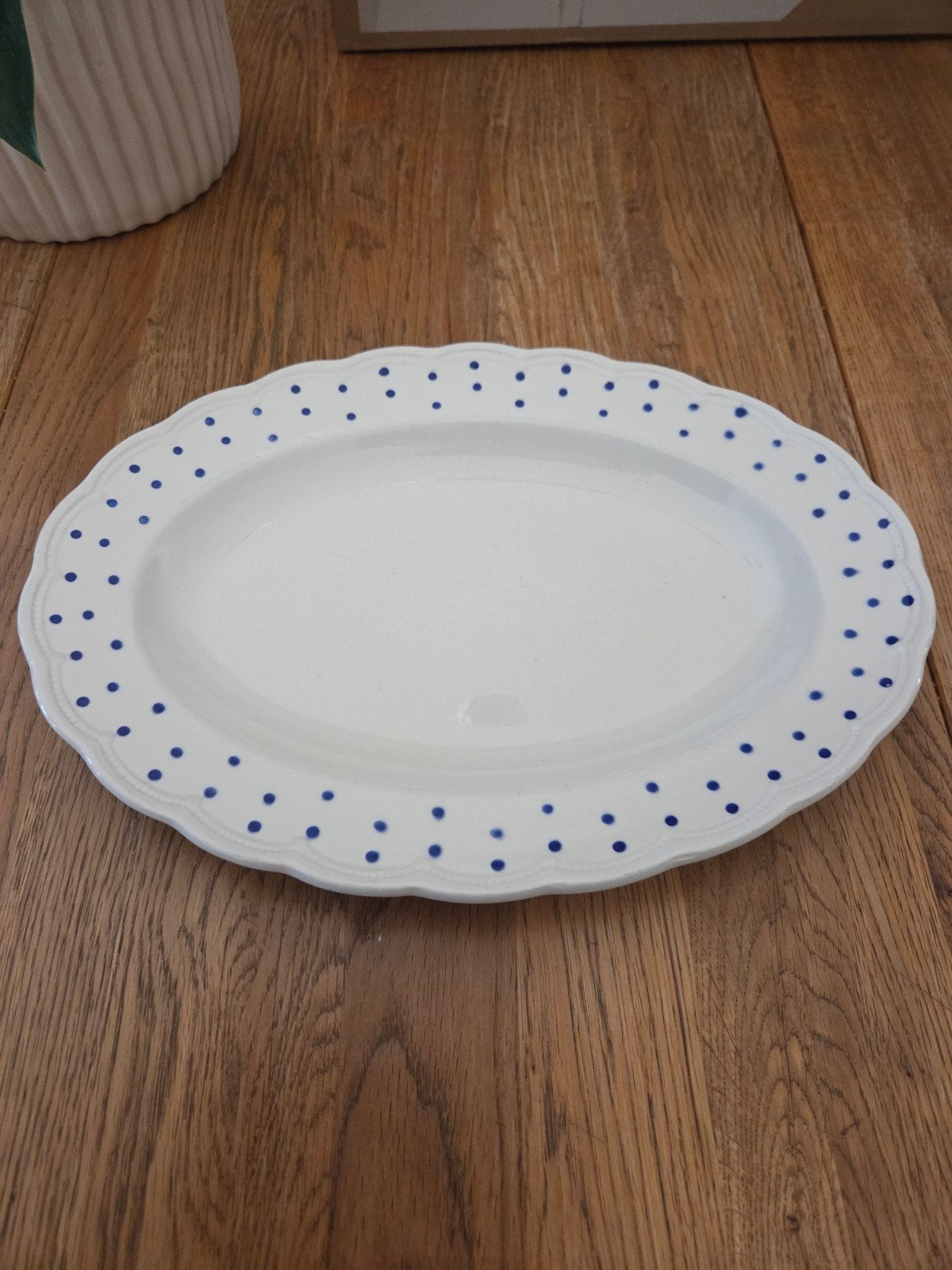 Boch Frères La Louvière, ovalen serveerschaal blue dot, Antiek en Kunst, Ophalen of Verzenden