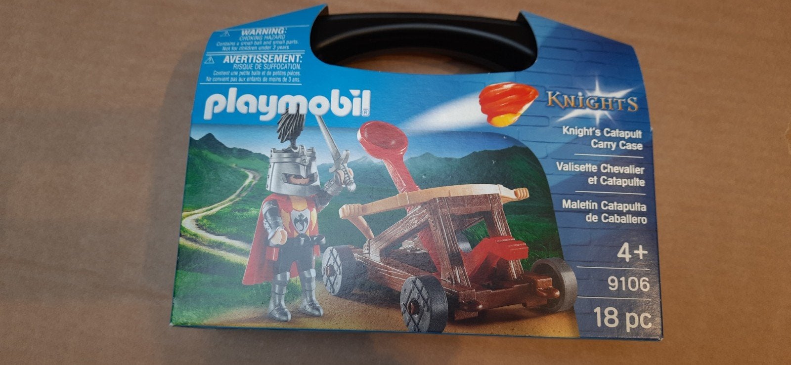 Playmobil Knights 9106 - katapult in draagkoffer, Complete set, Overige typen, Ophalen of Verzenden, Zo goed als nieuw