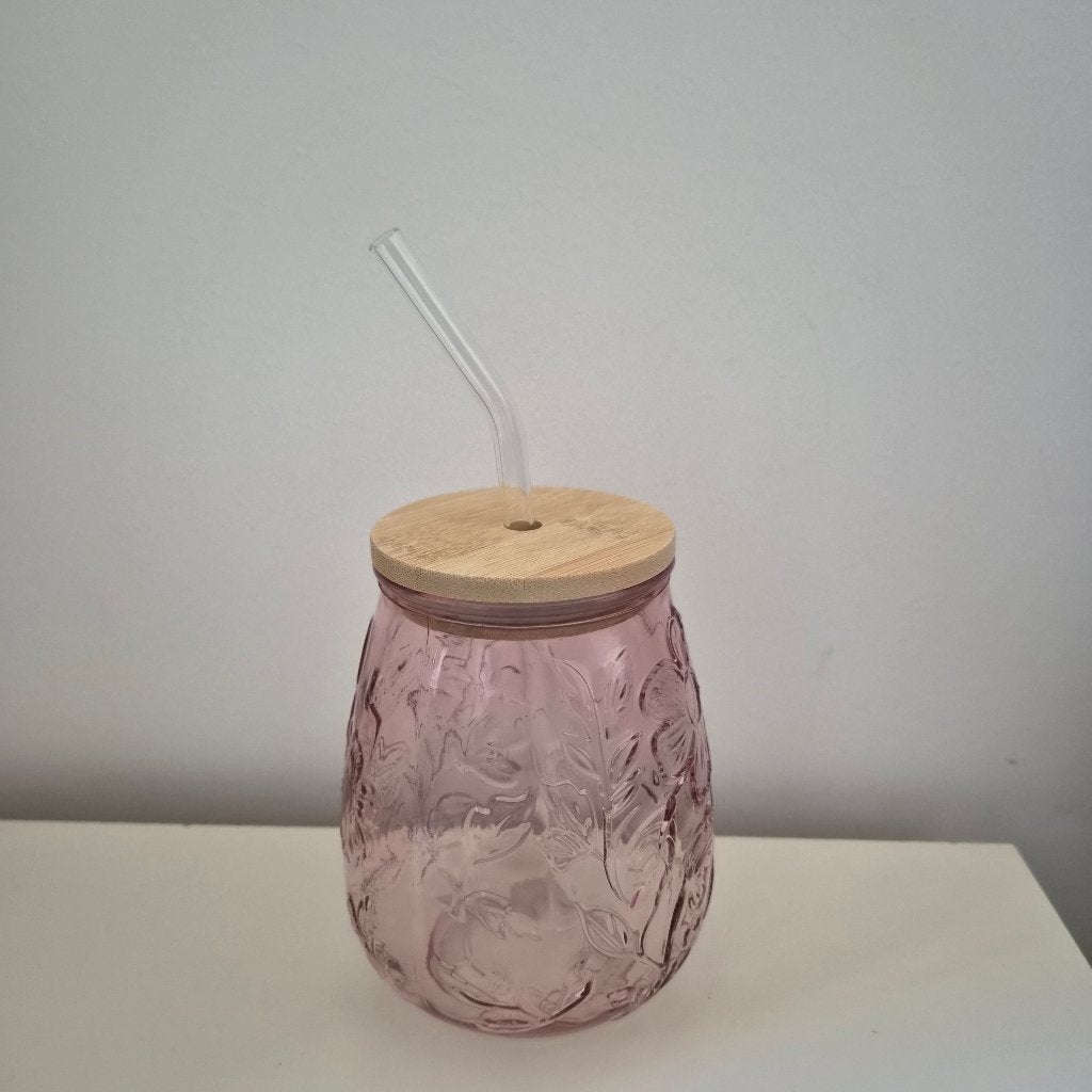 Verre fleural rose, Verre ou Verres, Comme neuf, Verre, Enlèvement