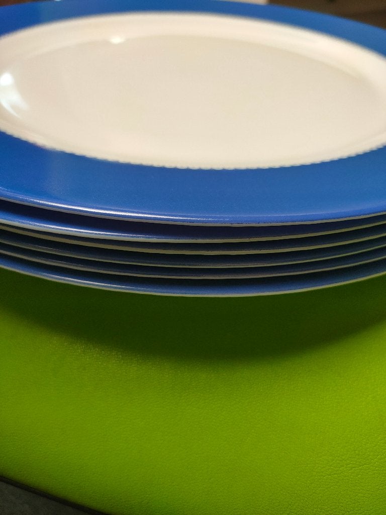 Arcopal 6 grote platte borden, Ophalen, Gebruikt, Delftsblauw, Bord(en)