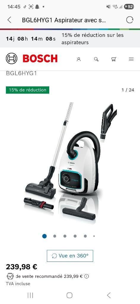 ASPIRATEUR BOSCH, Electroménager, Enlèvement, Comme neuf