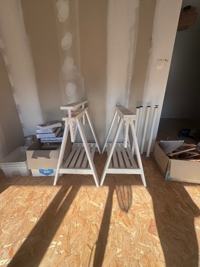 IKEA schragen wit, Huis en Inrichting, Ophalen, In hoogte verstelbaar, Zo goed als nieuw, IKEA