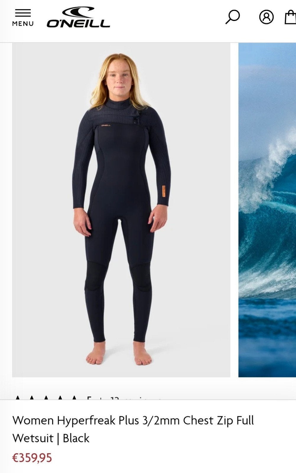 NIEUW: Wetsuit dames/women O'Neil, Hyperfreak Plus, 3/2mm, Watersport en Boten, Ophalen of Verzenden, Nieuw