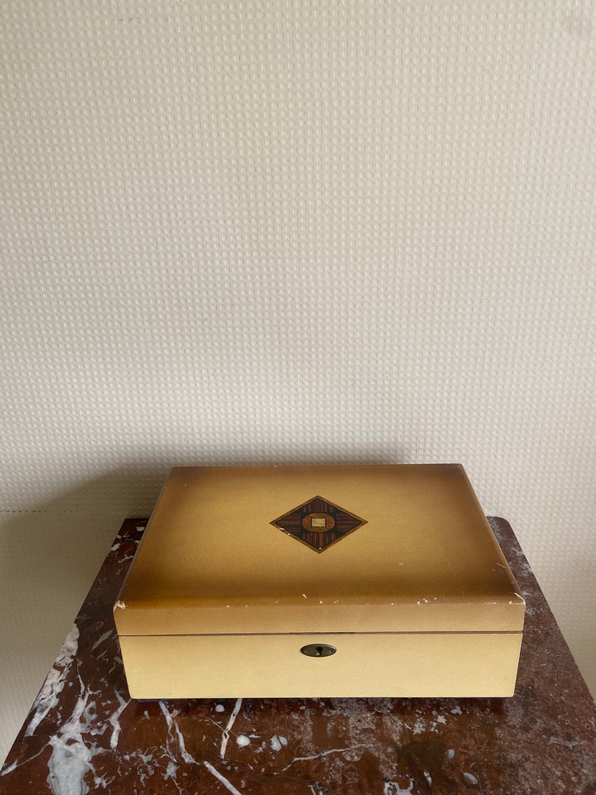 Vintage houten naaidoos met lakwerk, Antiek en Kunst, Ophalen of Verzenden