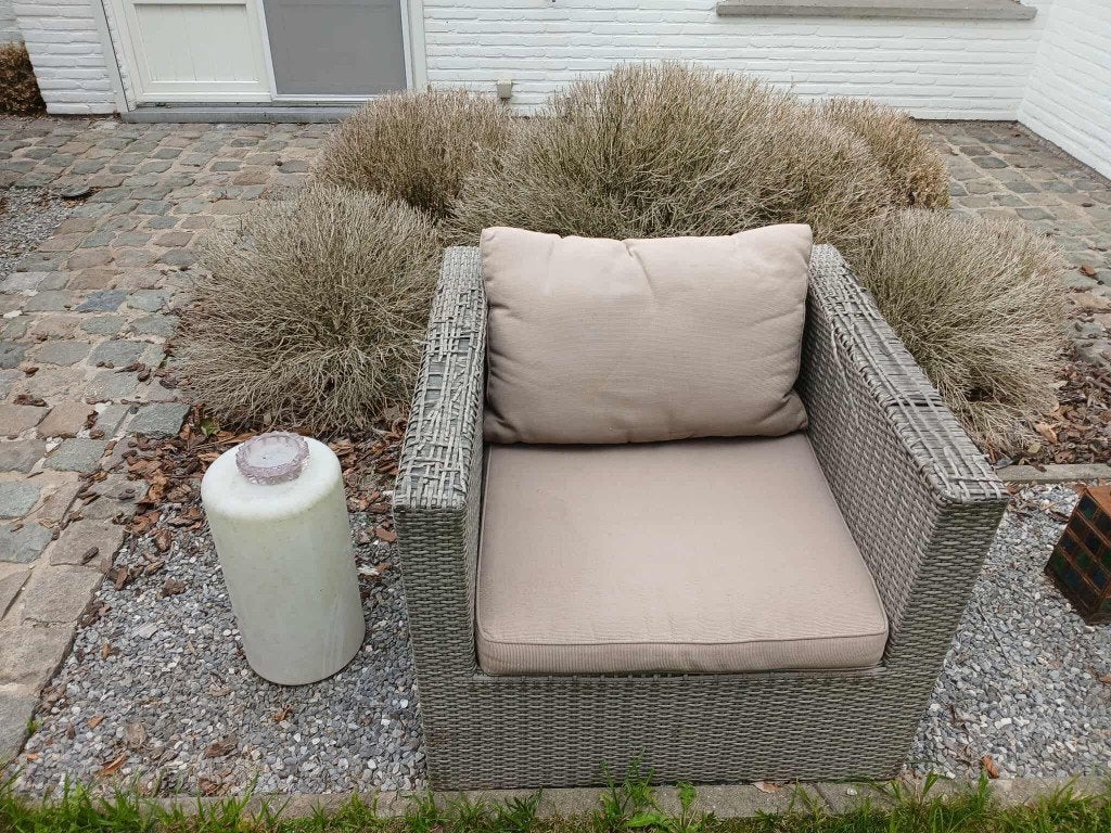 Tuinzetel clubzetel eenzit lounge inclusief taupe kussens, Tuin en Terras, Tuinsets en Loungesets, Ophalen