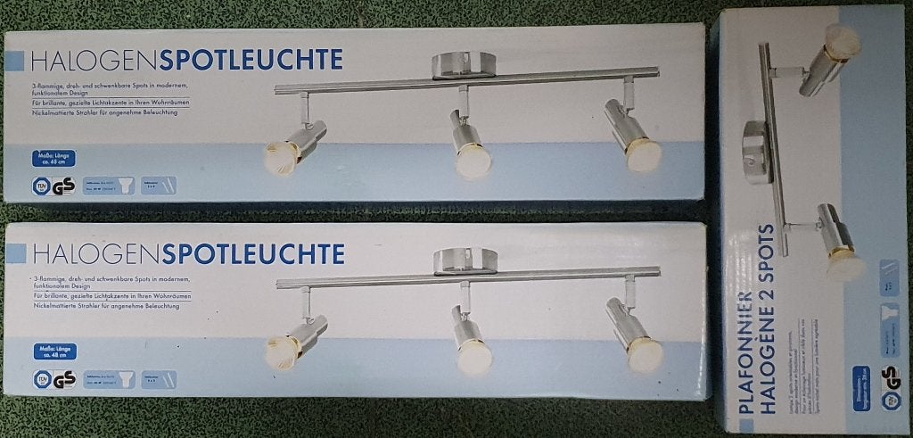 Lot de 4 plafonniers halogènes - 2, 3 et 4 spots - NEUFS, Neuf, Design, Enlèvement, Métal