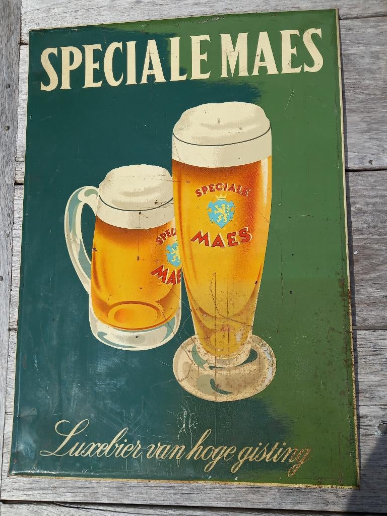 zeldzaam metalen reclamebord Speciale Maes 1956, Verzamelen, Merken en Reclamevoorwerpen, Ophalen of Verzenden, Zo goed als nieuw