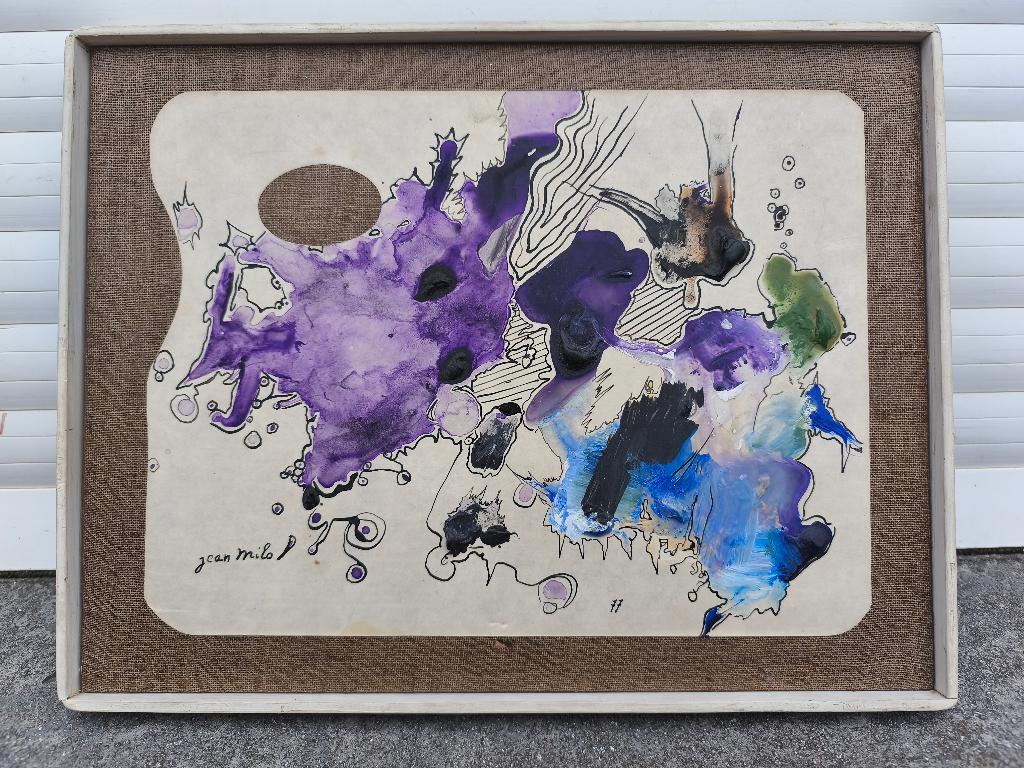 huile sur papier entoile signe jean milo, Enlèvement ou Envoi