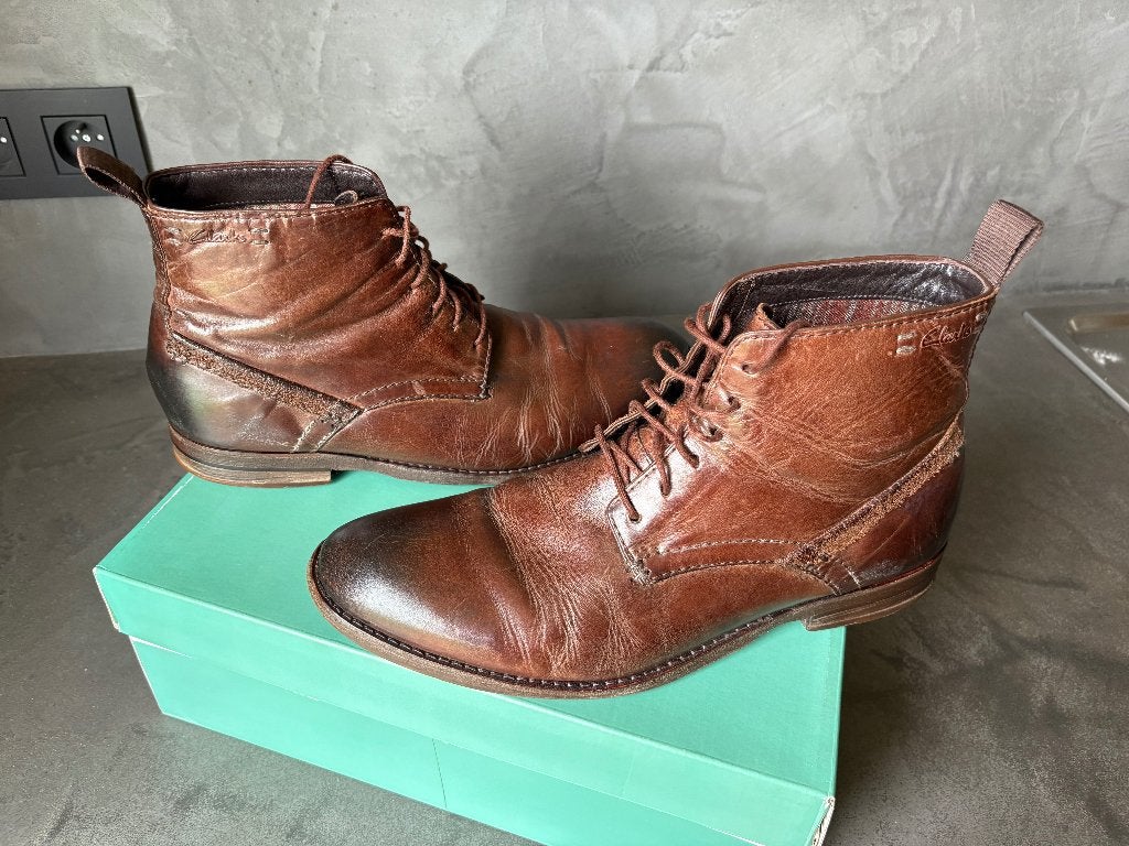 Schoenen Clarks bruin leder maat 44 1/2, Kleding | Heren, Schoenen, Bruin, Boots, Clarks, Ophalen of Verzenden