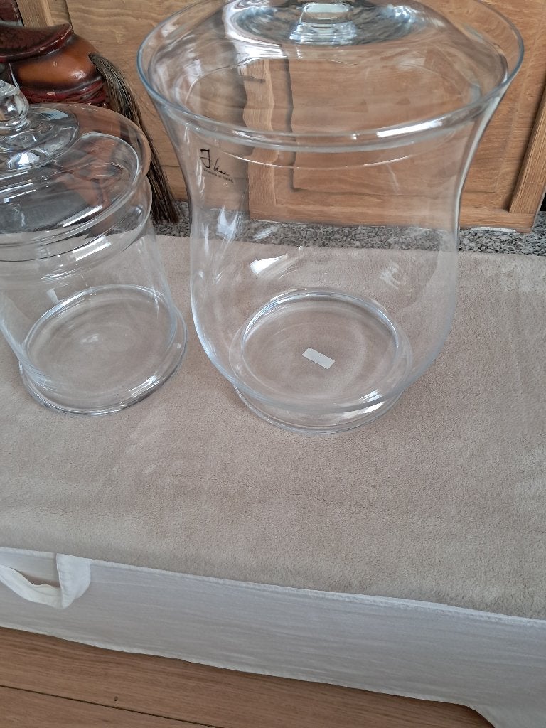 2 glazen potten met deksel J Line, Ophalen, Met deksel, Overige typen, Glas