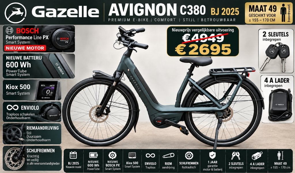 Gazelle Avignon C380–Bosch performance PX – SMART SYSTEM, Fietsen en Brommers, Ophalen, Zo goed als nieuw, 47 tot 51 cm, 50 km per accu of meer