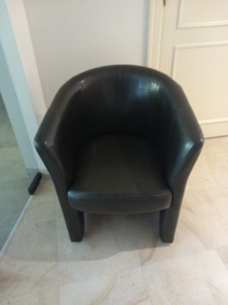 Clubfauteuil - donkerbruin, compact, Enlèvement, Utilisé, 50 à 75 cm, Moins de 75 cm