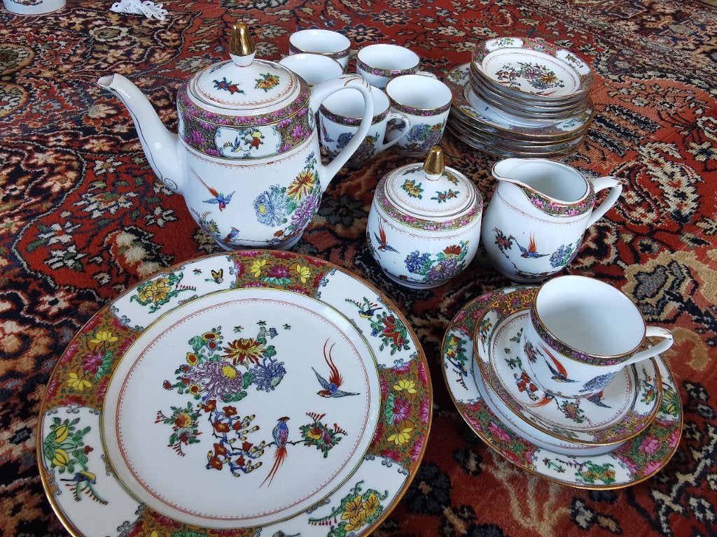 Vintage China handgeschilderde porseleinen theeset, Ophalen of Verzenden
