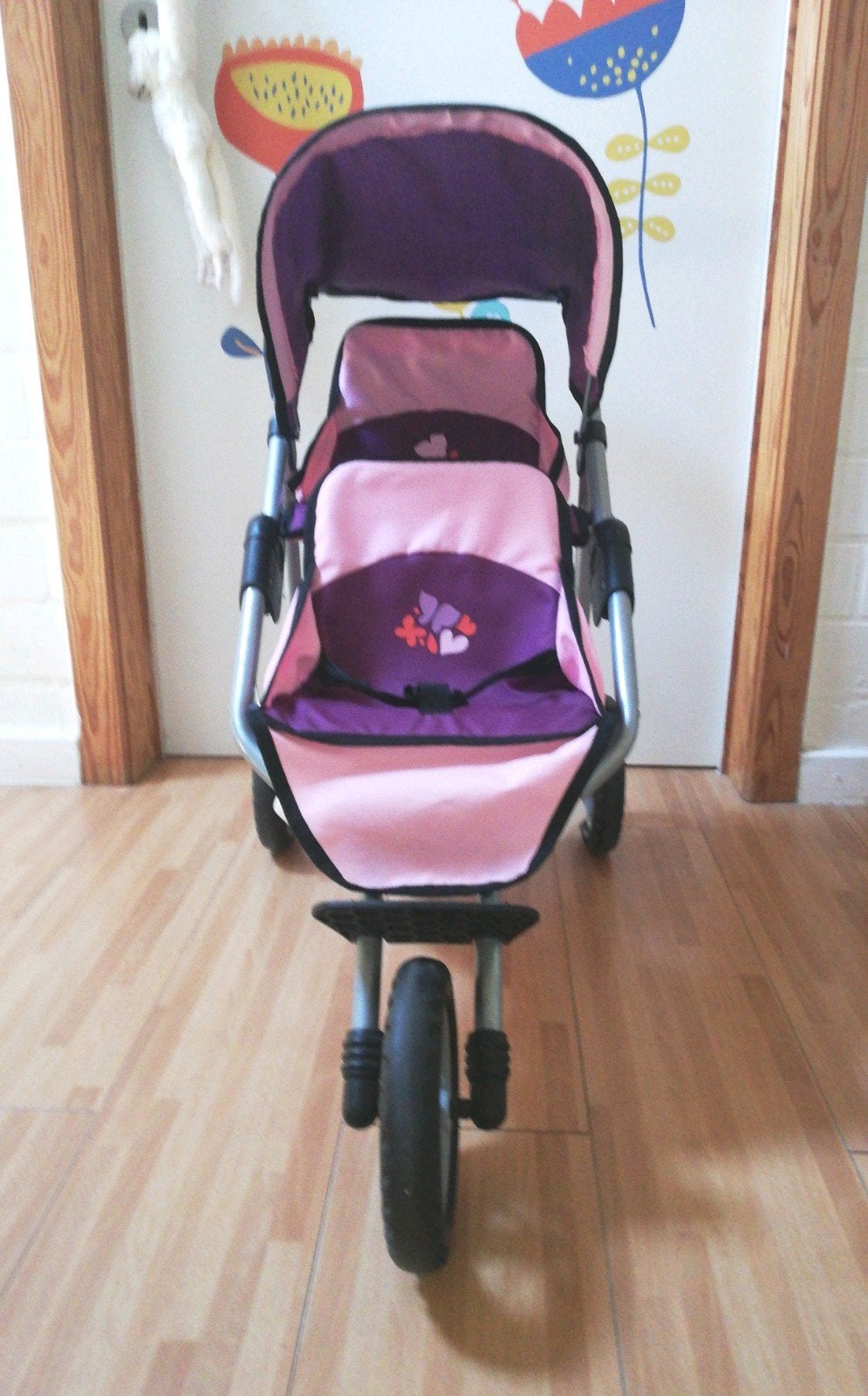 opvouwbare buggy voor 2 poppen, Kinderen en Baby's, Speelgoed | Poppen, Ophalen, Gebruikt, Babypop