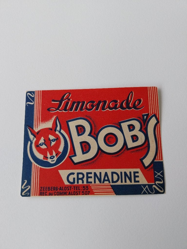 Etiket Limonade Bob's Zeeberg Aalst, Ophalen of Verzenden, Gebruikt