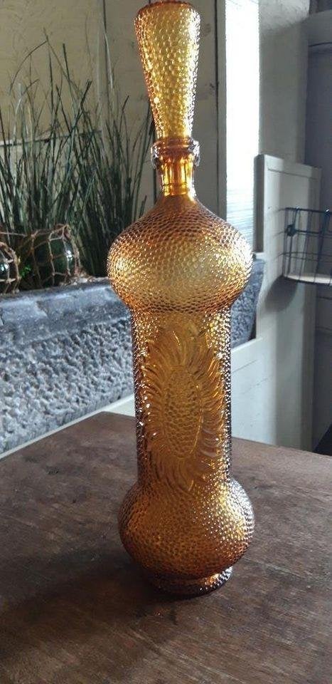 Empoli karaf genie bottle Sunflower Hobnailstructuur, Antiek en Kunst, Ophalen of Verzenden