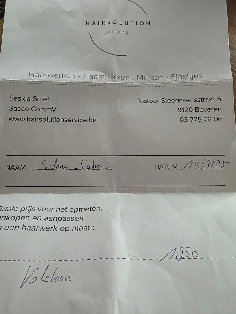 Pruik , echt haar, Ophalen