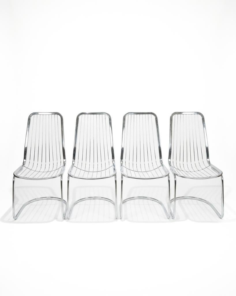 Gastone Rinaldi Draadstoelen Set (4) 70s, Huis en Inrichting, Stoelen, Ophalen, Zo goed als nieuw, Vier, Metaal