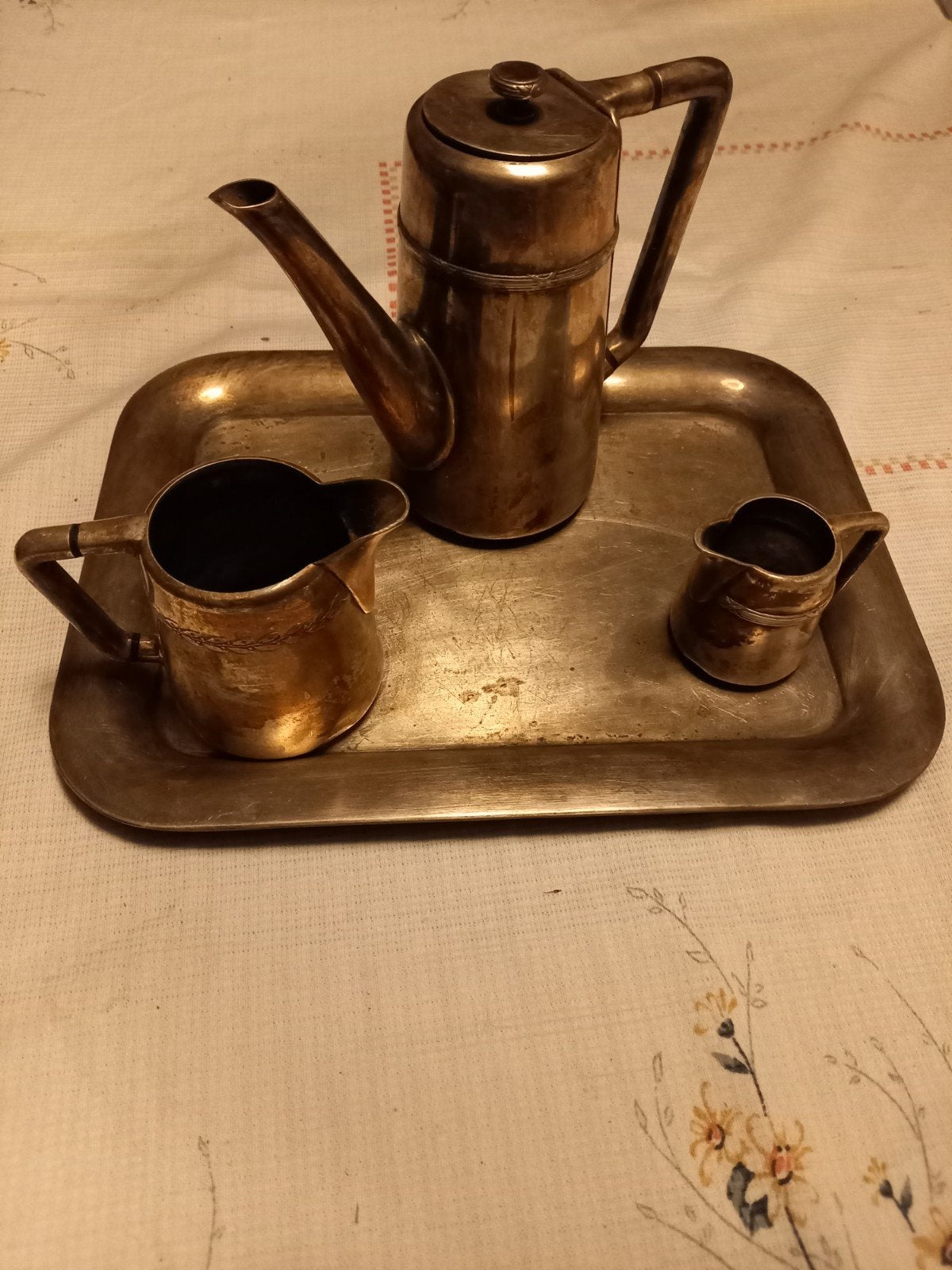 Lot de 2 services à café Wiskemann anciens en métal argenté, Enlèvement, Cuivre