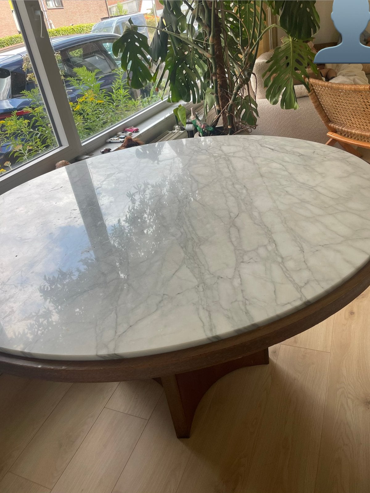 Prachtige cararra marmeren tafel, Huis en Inrichting, Ophalen, Gebruikt