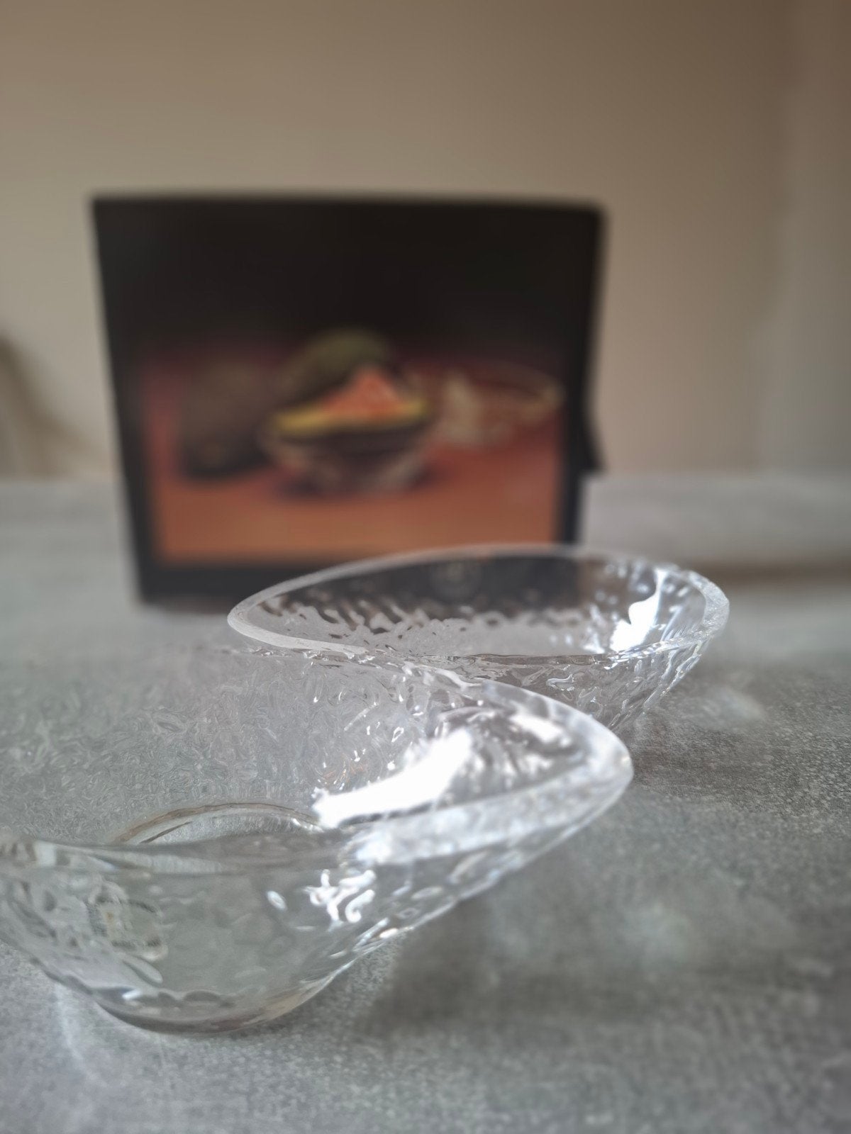 3 sets kristallen avocado schaaltjes, Ophalen, Zo goed als nieuw, Vintage, Schaal of Schalen