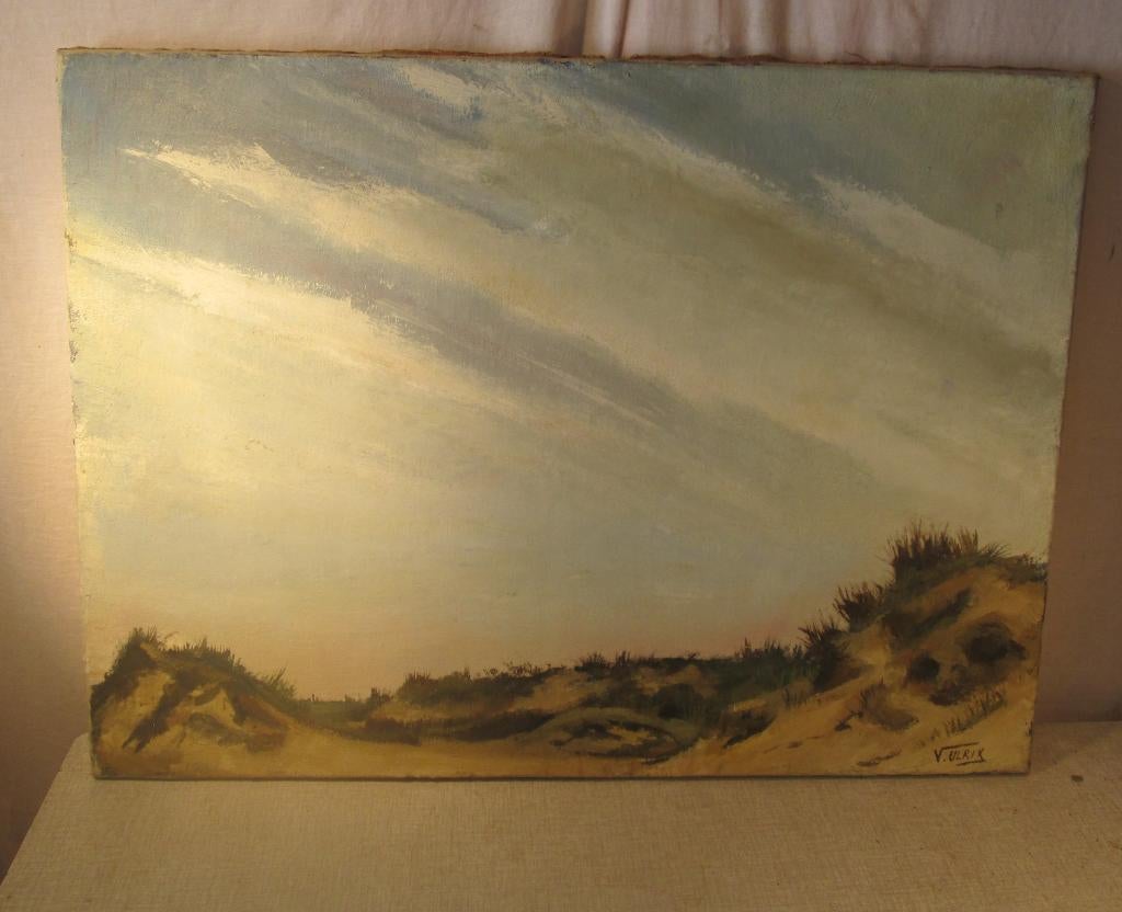 Mooi Oud Geschilderd Werk 'In de Duinen' - Valere Ulrix, Ophalen of Verzenden