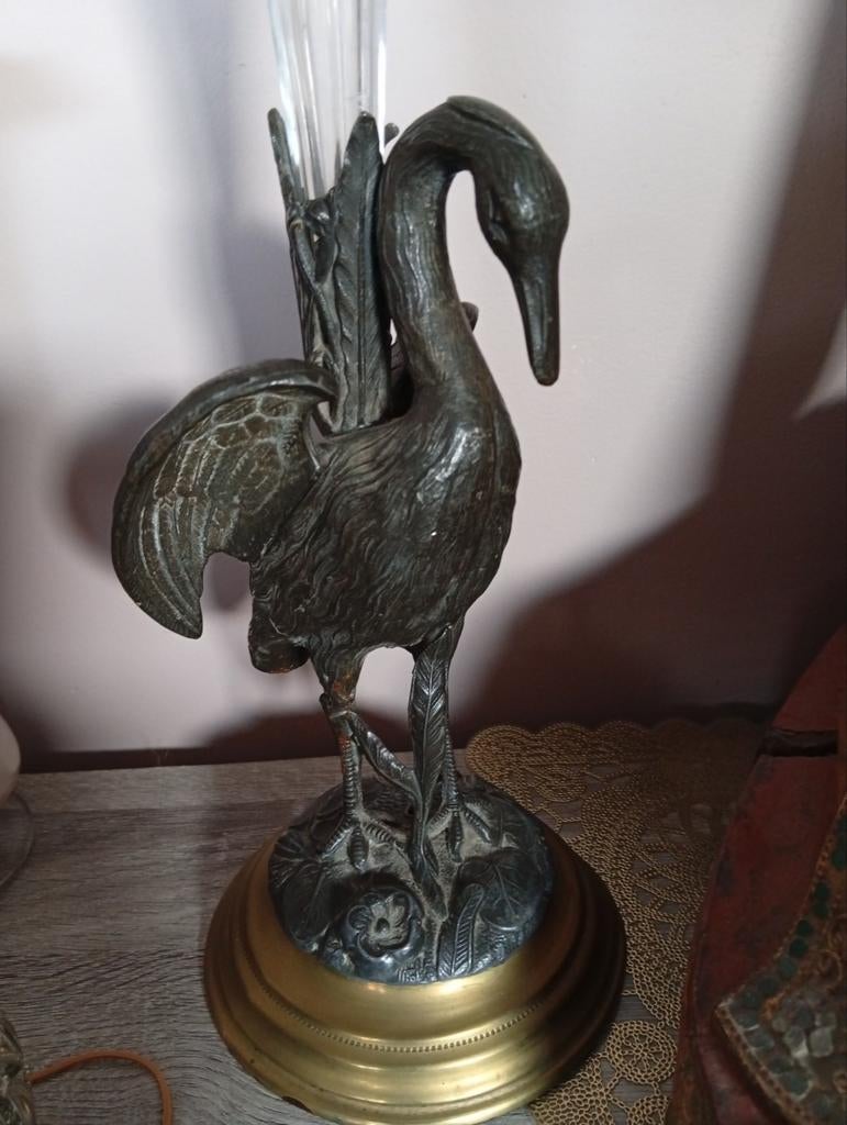 Porte fleurs oiseau en bronze?, Antiquités & Art, Enlèvement, Bronze