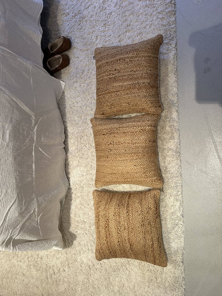 Riet gevlochten sierkussens Loods5 - 45x45, Ophalen, Overige merken, Beige, Afneembare hoes