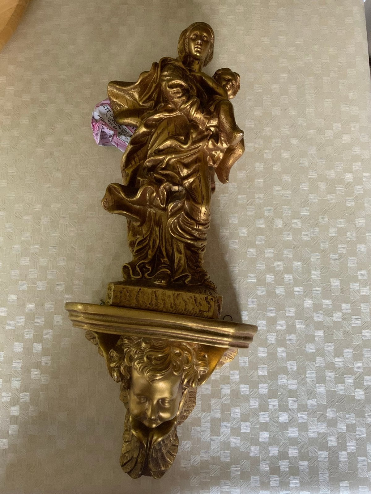 Maria en Jezus op een console met engelengezicht, Antiek en Kunst, Ophalen